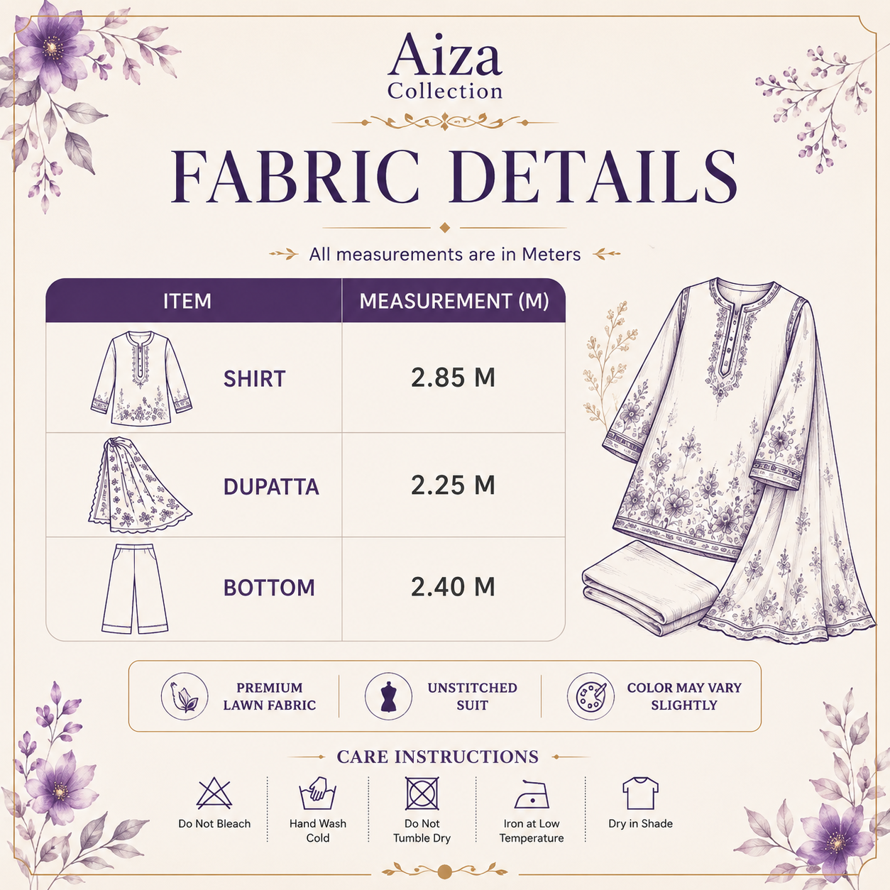 3pcs Unstitched Printed Lawn