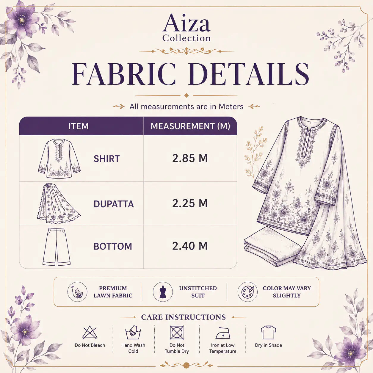 3pcs Unstitched Printed Lawn