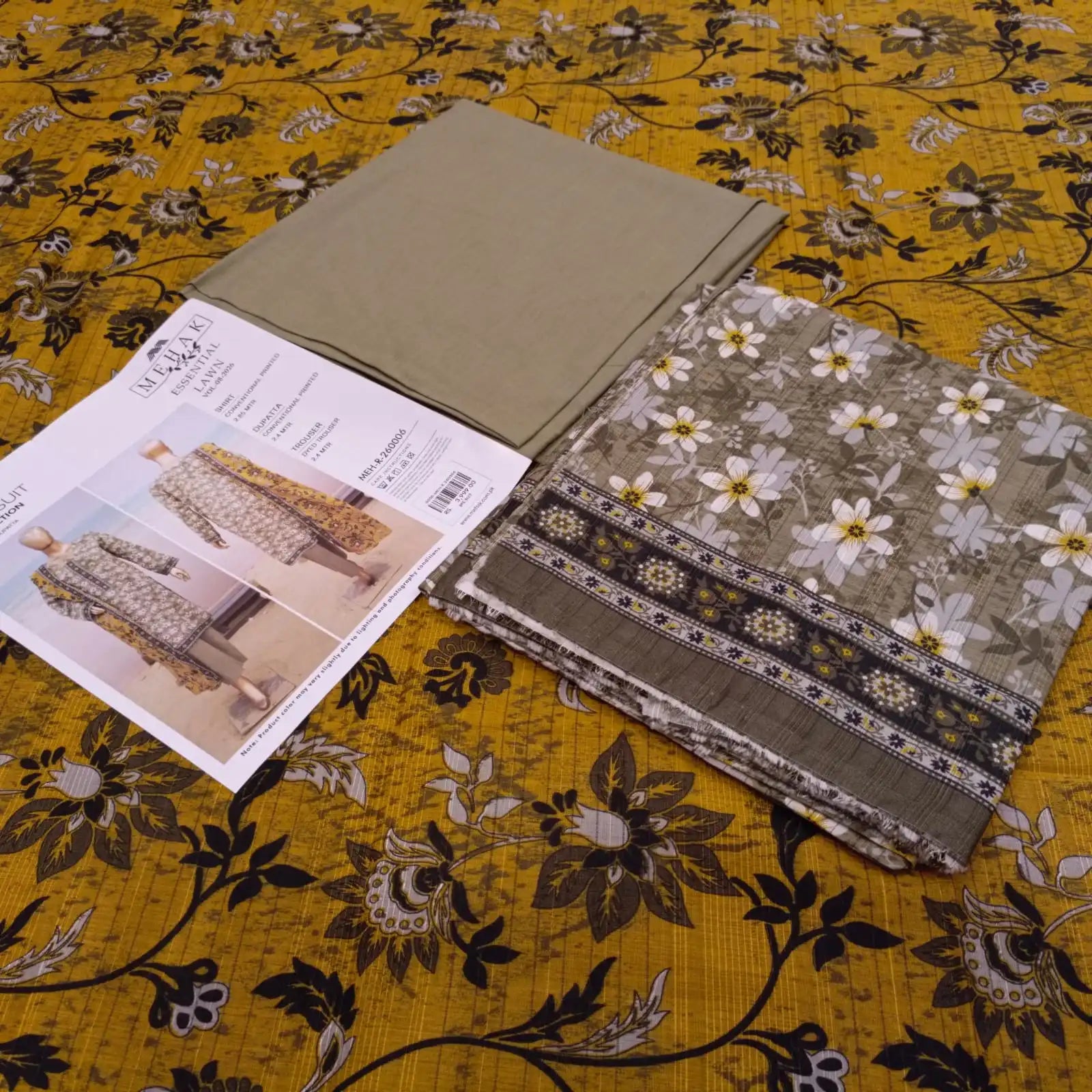 3pcs Unstiched Printed Lawn - Mehak Vol