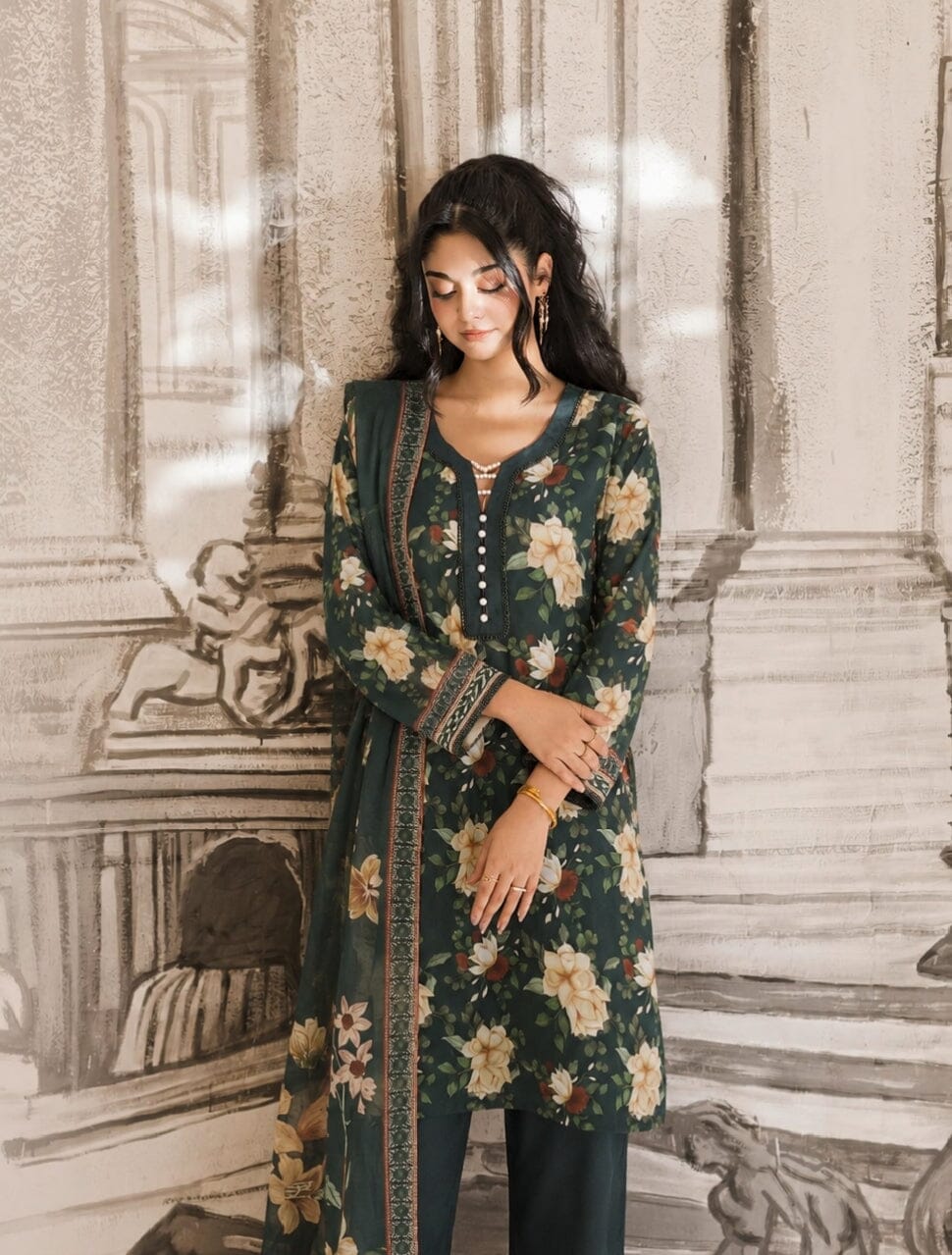 3pcs Unstitched Printed Lawn