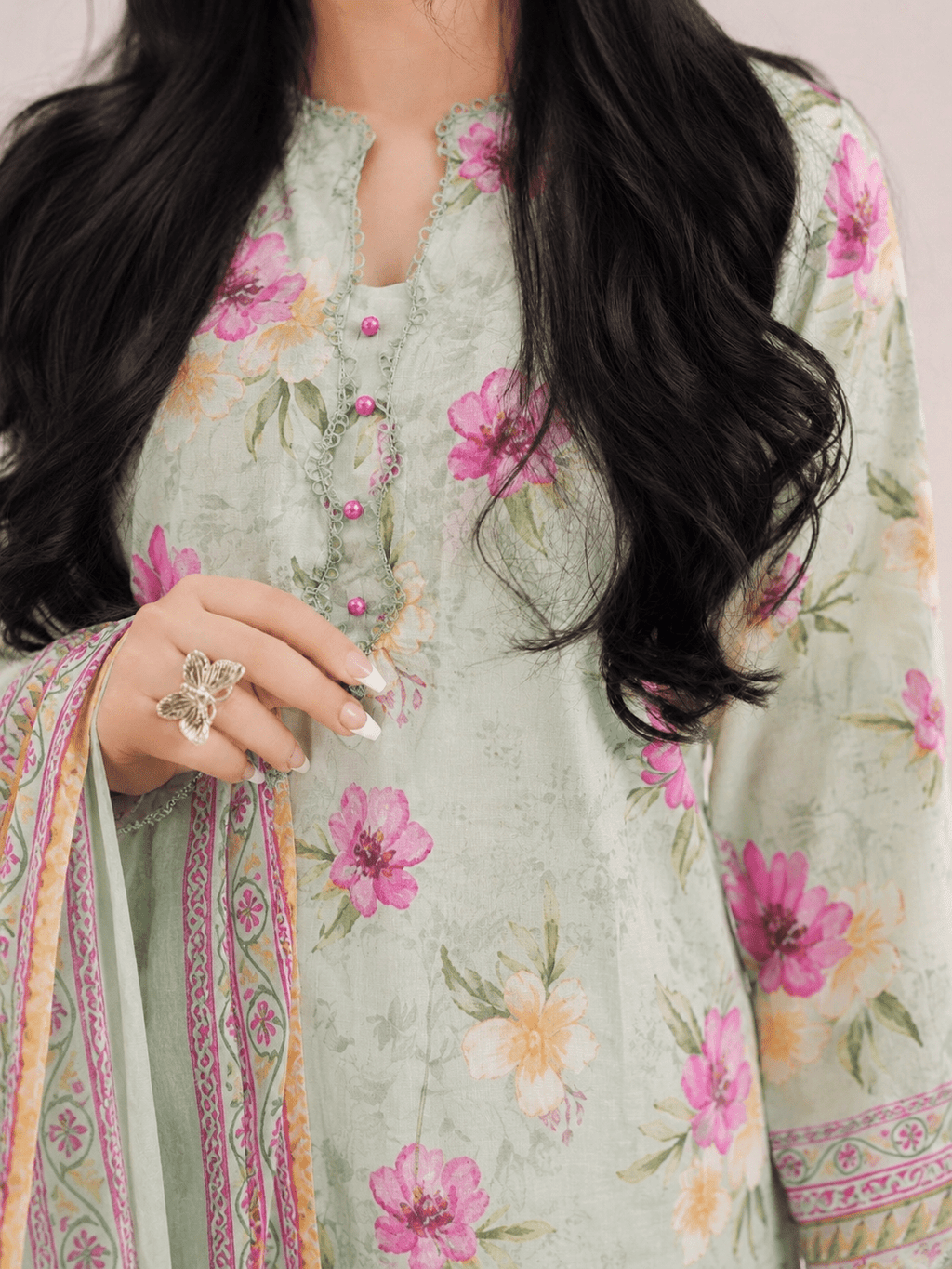 3pcs Unstitched Printed Lawn